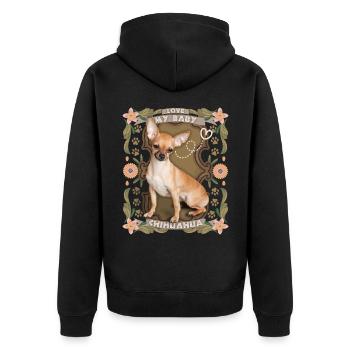 Chihuahua, dicton drôle, amour amour - Veste à capuche bio Premium Unisexe - noir - Dos - Nico (187cm)