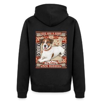 Jack-Russell-Terrier, Hund, Liebe-Love - Unisex Premium Bio Zip Hoodie - Schwarz - Hinten - Nico (187cm)