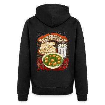 Palak Paneer, Indisches Essen, Indische Küche - Unisex Premium Bio Zip Hoodie - Schwarz - Hinten - Nico (187cm)