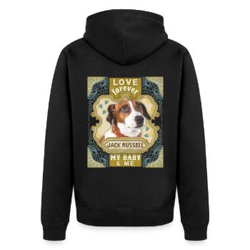 Jack-Russell-Terrier, Hund, Spruch Love-Forever - Unisex Premium Bio Zip Hoodie - Schwarz - Hinten - Nico (187cm)