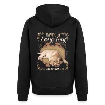 Labrador retriever, lazy dog, funny saying - Unisex Premium Organic Zip Hoodie - black - Back - Nico (187cm)