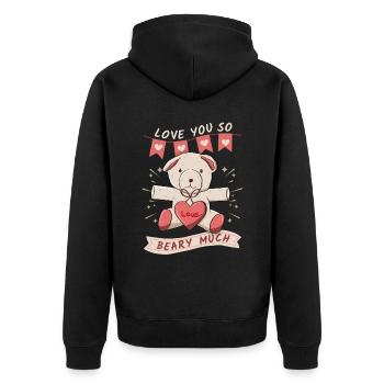 Funny Bear, Teddy Bear, Love-You-Love Saying, Pun - Unisex Premium Organic Zip Hoodie - black - Back - Nico (187cm)