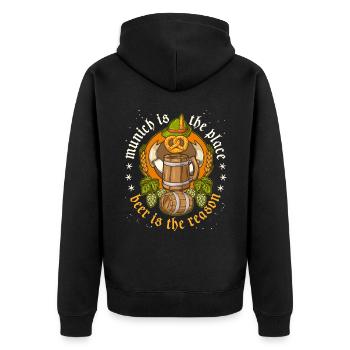 Bière, Munich, buveur de bière - Veste à capuche bio Premium Unisexe - noir - Dos - Nico (187cm)