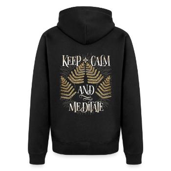 Méditation, méditation, calme, dicton drôle - Veste à capuche bio Premium Unisexe - noir - Dos - Nico (187cm)