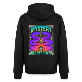 Schlange, geheimnisvolle Schlangen, Spruch - Unisex Premium Bio Zip Hoodie - Schwarz - Hinten - Nico (187cm)