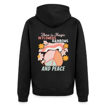 Peace symbol, peace sign, rainbow - Unisex Premium Organic Zip Hoodie - black - Back - Nico (187cm)