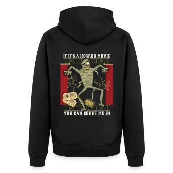 Horror movie, horror movie, cinema visit, saying - Unisex Premium Organic Zip Hoodie - black - Back - Nico (187cm)