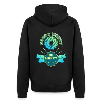 Donut-worry, funny saying, pun - Unisex Premium Organic Zip Hoodie - black - Back - Nico (187cm)