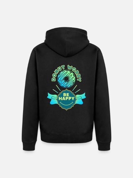 Donut-worry, funny saying, pun - Unisex Premium Organic Zip Hoodie - black