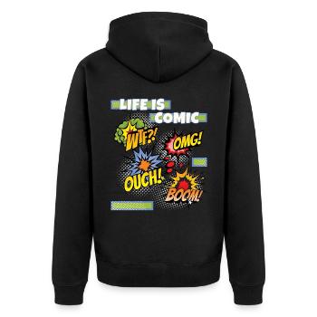 Comic, comic strips, funny saying comic style - Unisex Premium Organic Zip Hoodie - black - Back - Nico (187cm)