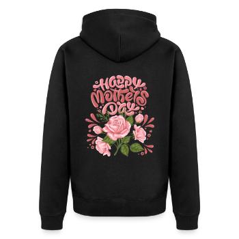 Bonne fête des mères, fête des mères, avec un décor rose - Veste à capuche bio Premium Unisexe - noir - Dos - Nico (187cm)