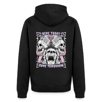 Conception de crâne de crâne avec motif de rose motif motard - Veste à capuche bio Premium Unisexe - noir - Dos - Nico (187cm)