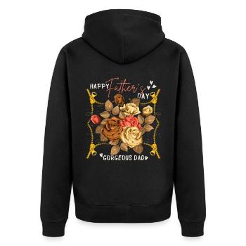 Happy Father's Day, Vatertag mit Vintage-Rosen - Unisex Premium Bio Zip Hoodie - Schwarz - Hinten - Nico (187cm)