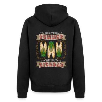 Zikaden, Cicadas, Zikade lustiger Spruch - Unisex Premium Bio Zip Hoodie - Schwarz - Hinten - Nico (187cm)