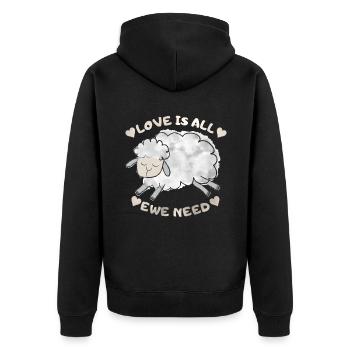 Mouton mouton drôle dicton, jeu de mots - Veste à capuche bio Premium Unisexe - noir - Dos - Nico (187cm)