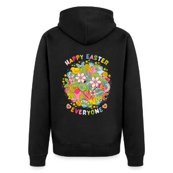 Happy Easter everyone, Frohe Ostern Vintage-Retro - Unisex Premium Bio Zip Hoodie - Schwarz - Hinten - Nico (187cm)