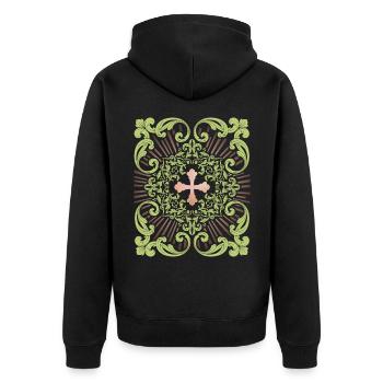 Jesus Cross, Jesus Christ Cross, Vintage Cross - Unisex Premium Organic Zip Hoodie - black - Back - Nico (187cm)