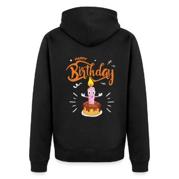 Birthday, funny birthday cake, typography - Unisex Premium Organic Zip Hoodie - black - Back - Nico (187cm)