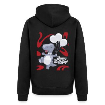 Dinosaur Balloons Happy-Birthday, Birthday - Unisex Premium Organic Zip Hoodie - black - Back - Nico (187cm)