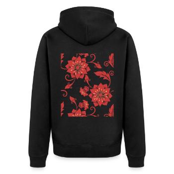 Muster, Blumenmuster, dekorative Blumen, Plakat - Unisex Premium Bio Zip Hoodie - Schwarz - Hinten - Nico (187cm)