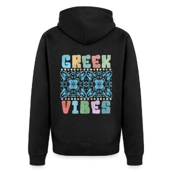Greece, saying, Greek vibes, ornament - Unisex Premium Organic Zip Hoodie - black - Back - Nico (187cm)