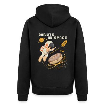 Donut space, donuts in space, funny astronaut - Unisex Premium Organic Zip Hoodie - black - Back - Nico (187cm)