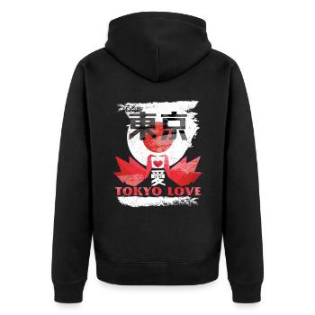 Tokyo Love, Tokyo City, Grues Origami - Veste à capuche bio Premium Unisexe - noir - Dos - Nico (187cm)
