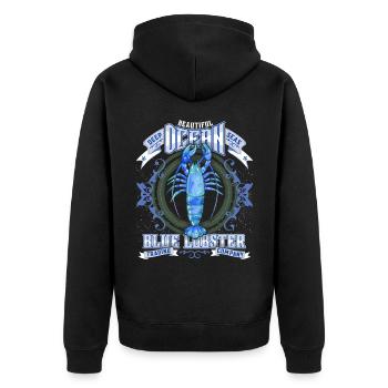 Marine-Lobster, Blue-Lobster, Vintage-Hummer - Unisex Premium Bio Zip Hoodie - Schwarz - Hinten - Nico (187cm)