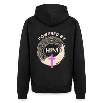 Kreuz Christi, Jesus Christus Spruch Motivation - Unisex Premium Bio Zip Hoodie - Schwarz - Hinten - Nico (187cm)
