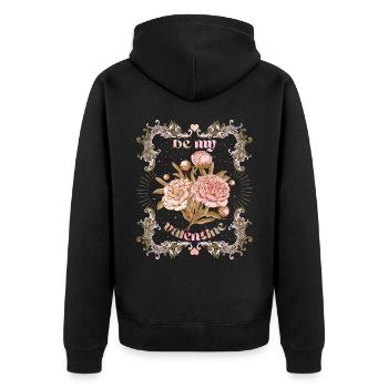 Be-My-Valentine, Pivoine, Saint-Valentin - Veste à capuche bio Premium Unisexe - noir - Dos - Nico (187cm)