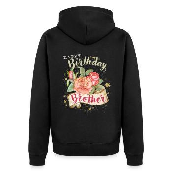 Frère-Frère Anniversaire Joyeux anniversaire-Frère - Veste à capuche bio Premium Unisexe - noir - Dos - Nico (187cm)