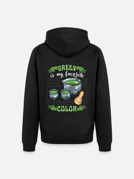Thé Matcha, Thé Vert, Dicton Drôle - Veste à capuche bio Premium Unisexe - noir