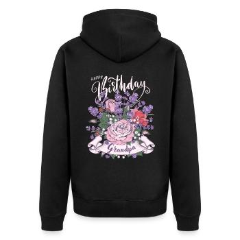 Vintage Style Happy Birthday Grandpa Grandpa Birthday Birthday - Unisex Premium Organic Zip Hoodie - black - Back - Nico (187cm)