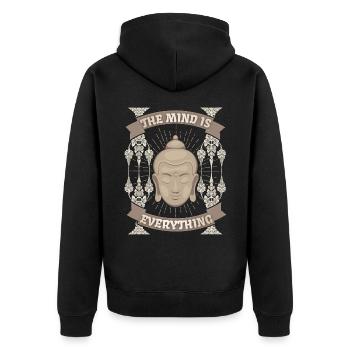 Buddhism Meditation Buddha-Design Spirituality - Unisex Premium Organic Zip Hoodie - black - Back - Nico (187cm)