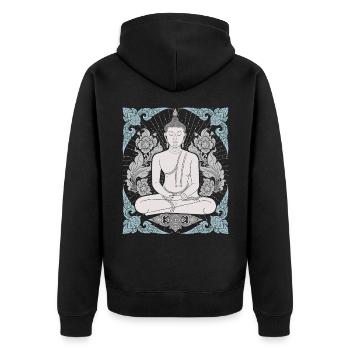Buddhism Thai-Buddha Meditation-Buddha Thailand - Unisex Premium Organic Zip Hoodie - black - Back - Nico (187cm)