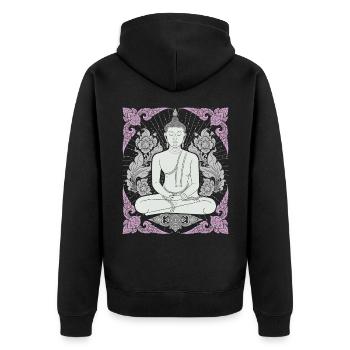 Buddhism Thai-Buddha Meditation-Buddha Thailand - Unisex Premium Organic Zip Hoodie - black - Back - Nico (187cm)