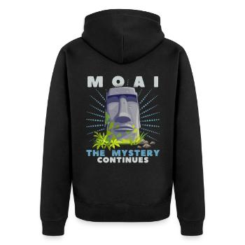 Moai, Steinköpfe, Osterinsel Rapa-Nui - Unisex Premium Bio Zip Hoodie - Schwarz - Hinten - Nico (187cm)