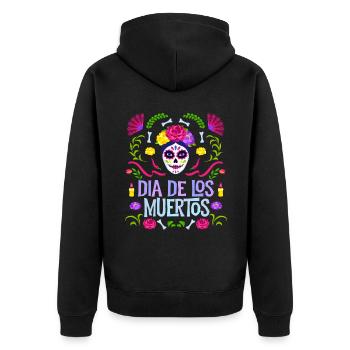 Dia-de-los-Muertos, La-Catrina sugar-skull, Mexico - Unisex Premium Organic Zip Hoodie - black - Back - Nico (187cm)