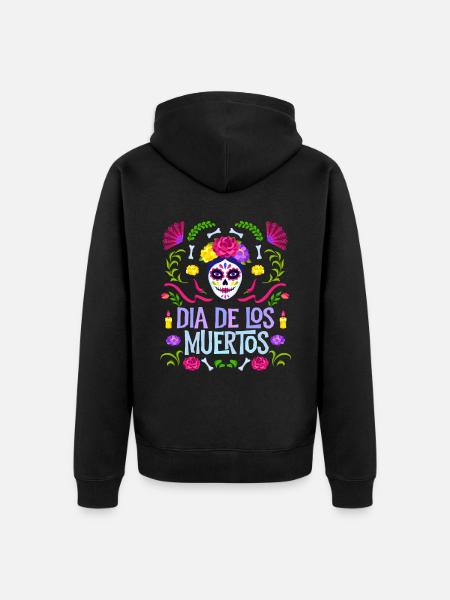 Dia-de-los-Muertos, La-Catrina sugar-skull, Mexico - Unisex Premium Organic Zip Hoodie - black