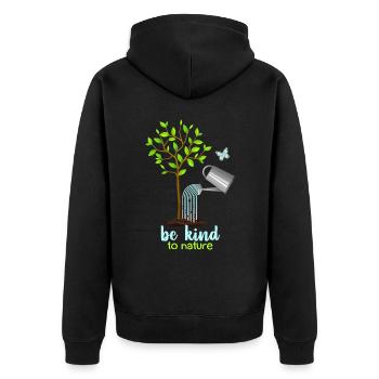 Conservation de la nature, arbre et arrosoir, protection de l’environnement - Veste à capuche bio Premium Unisexe - noir - Dos - Nico (187cm)