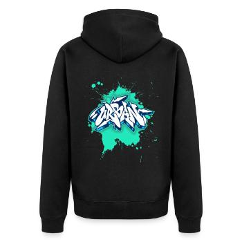 Graffiti urbain, style grunge, graffiti grunge - Veste à capuche bio Premium Unisexe - noir - Dos - Nico (187cm)