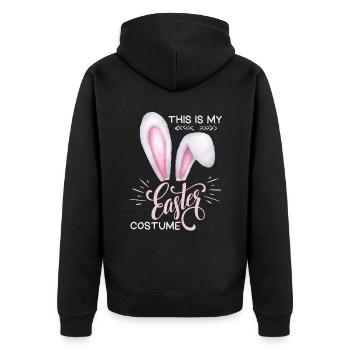 Easter , funny saying, rabbit ears, Easter - Unisex Premium Organic Zip Hoodie - black - Back - Nico (187cm)