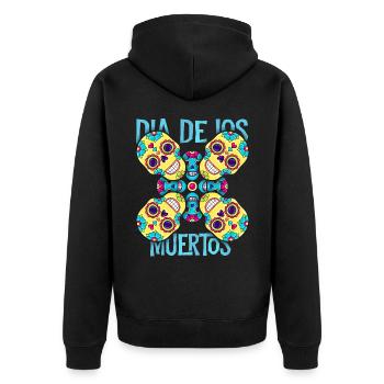Dia-De-Los-Muertos, Crâne de sucre, Crâne, Crâne - Veste à capuche bio Premium Unisexe - noir - Dos - Nico (187cm)