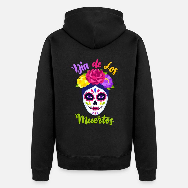 Dia-de-los-Muertos, La-Catrina, Crâne de sucre - Veste à capuche bio Premium Unisexe - noir