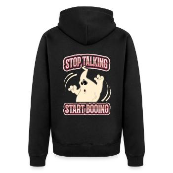 Funny Ghost, Saying Halloween Comic Book Style - Unisex Premium Organic Zip Hoodie - black - Back - Nico (187cm)