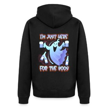 Spirit-with-beer, beer glass, beer bottles, Halloween - Unisex Premium Organic Zip Hoodie - black - Back - Nico (187cm)