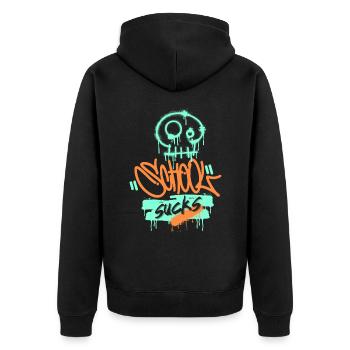 School, school frustration, funny saying graffiti style - Unisex Premium Organic Zip Hoodie - black - Back - Nico (187cm)