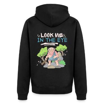 Zyklop, Zombie, Zombie-Monster, lustiger Spruch - Unisex Premium Bio Zip Hoodie - Schwarz - Hinten - Nico (187cm)