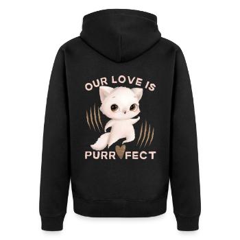 Chat de la Saint-Valentin Saint-Valentin Amour Drôle Dire - Veste à capuche bio Premium Unisexe - noir - Dos - Nico (187cm)