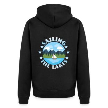 Segler, Segelboot, Jolle, lustiger Spruch - Unisex Premium Bio Zip Hoodie - Schwarz - Hinten - Nico (187cm)